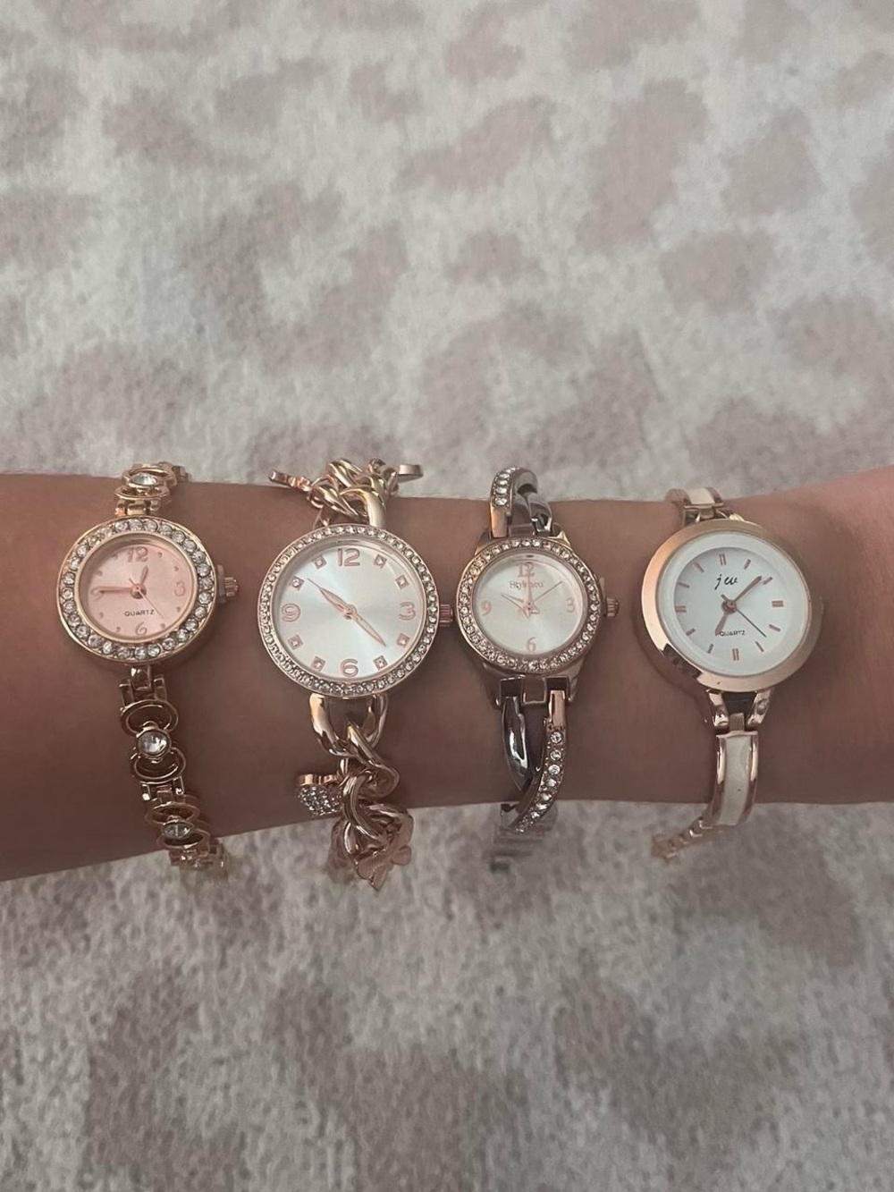 Rose gold studded bracelet watch bundle of 4